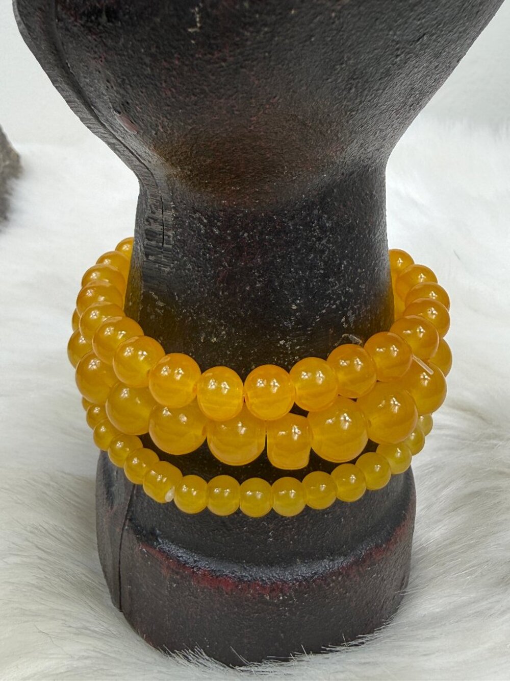 Set of 3 Yellow Stone Beaded Stretch Bracelets